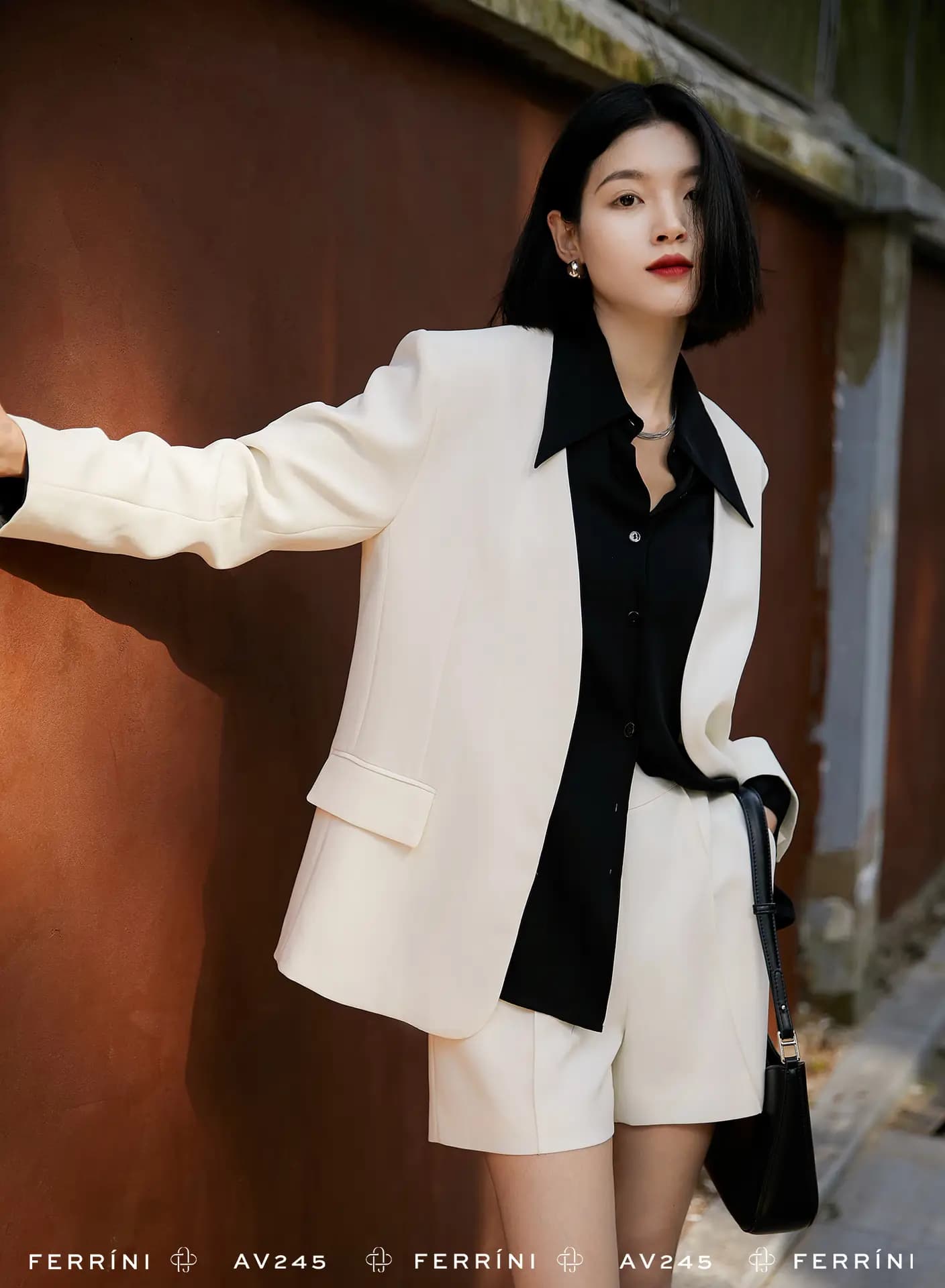 Áo blazer dáng rộng cổ vest không nút