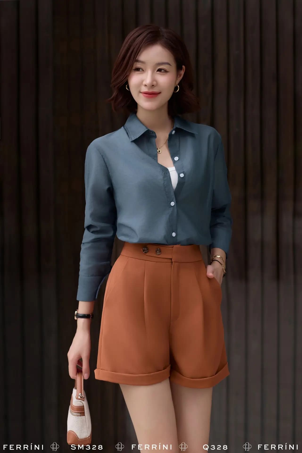 Áo sơ mi dài tay cổ bẻ dáng suông